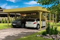 Skanholz Doppelcarport "Friesland" Massivholz 514 cm gr&uuml;n mit Abstellraum