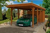 Skanholz Einzelcarport "Friesland 2" Massivholz 270 cm braun mit Abstellraum