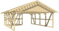 Skanholz Doppelcarport "Schwarzwald" Massivholz 560 cm Natur mit Abstellraum 1, mit