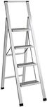 WENKO Trittleiter "Modell Alu-Design" Klapptritt Leiter, rutschsichere XXL-Stufen,