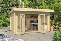 Gartenhaus NORDIC HOLZ "DORSET 1", beige (natur), Fu&szlig;boden im Gartenhaus, ohne