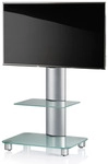 VCM Wohnzimmertisch "TV Standfu&szlig; St&auml;nder Rack Alu Glas Rollen Blino ZW" 1 Stk. tlg.