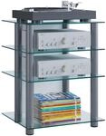 VCM Wohnzimmertisch "Hifi M&ouml;bel Rack Alu Glas Phono Mediaregal Bilus" 1 Stk. tlg.
