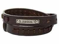 Wickelarmband FOSSIL "JF87354040" Armbänder Gr. Edelstahl-Leder, braun