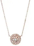 Kette mit Anh&auml;nger FOSSIL "Schmuck Edelstahl VINTAGE GLITZ Pearl Disc Pendant", rosa
