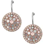 Paar Ohrhaken FOSSIL "Schmuck Edelstahl Ohrringe Disc Drop Vintage Glitz", rosa