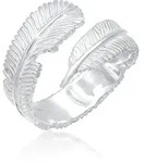 Fingerring ELLI "Offen mit Feder Design 925 Silber", silber, Fingerringe, Damen,
