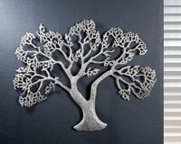 GILDE Wanddekoobjekt "Wandrelief Baum, silber" Wanddeko, aus Metall, dekorativ im
