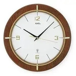 Funkwanduhr AMS "F5832", gold (nussbaumfarben, goldfarben), Wanduhren, &Oslash; 29cm,