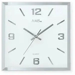 Wanduhr AMS "W9324", bunt (silberfarben, wei&szlig;), Wanduhren, B/H/L: 27cm x 27cm,
