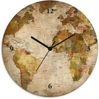 Artland Wanduhr "Weltkarte" wahlweise mit Quarz- oder Funkuhrwerk, lautlos ohne