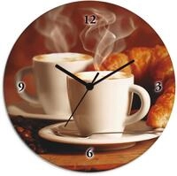 Artland Wanduhr "Dampfender Cappuccino und Croissant" wahlweise mit Quarz- oder