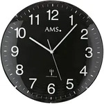Funkwanduhr AMS "F5959", schwarz, Wanduhren, &Oslash; 32cm,