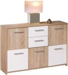 Inter Link Sideboard "Elvezia, Kommode wei&szlig;/Eiche Sonoma, Stauraumm&ouml;bel, modern" 1