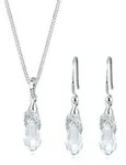 Schmuckset ELLI "Tropfen 925 Silber, mit Kristallen von Swarovski", wei&szlig;,
