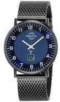 Funkuhr MASTER TIME "Basic", blau (schwarz, blau), Armbanduhren, Herren, Funkuhr,