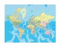 PAPERMOON Fototapete "World Map" Tapeten Gr. B/L: 3,5 m x 2,6 m, Bahnen: 7 St., bunt