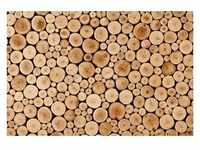 PAPERMOON Fototapete "Round Teak Wood" Tapeten Gr. B/L: 3,5 m x 2,6 m, Bahnen: 7 St.,
