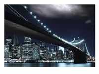PAPERMOON Fototapete "Brooklin Bridge by night" Tapeten Gr. B/L: 3,5 m x 2,6 m, bunt