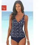 B&uuml;gel-Tankini LASCANA, Damen, Gr. 50, Cup B, blau (marine, wei&szlig;), Polyamid,