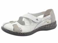 Slipper RIEKER Gr. 36, grau (weiß, grau) Damen Schuhe Rieker Spangenschuh,