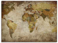 Artland Wandbild "Weltkarte", Landkarten, (1 St.), als Alubild, Outdoorbild,