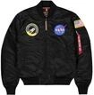 Bomberjacke ALPHA INDUSTRIES "MA-1 VF Vintage Fit NASA", Herren, Gr. S, schwarz,