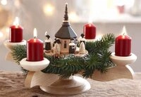 Albin Preissler Adventsleuchter "mit Seiffener Kirche, Handwerkskunst aus dem