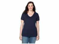 T-Shirt SHEEGO "Große Größen" Gr. 40/42, blau (marine) Damen Shirts V-Shirts