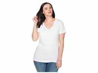 T-Shirt SHEEGO "Große Größen" Gr. 40/42, weiß Damen Shirts V-Shirts