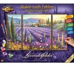 Malen nach Zahlen SCHIPPER "Meisterklasse Triptychon - Lavendelfelder", bunt,