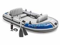 Schlauchboot INTEX "Excursion 4" Kleinboote grau (grau, blau) Wasserspielzeug