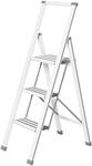 WENKO Trittleiter "Modell Alu-Design" Klapptritt Leiter, rutschsichere XXL-Stufen,