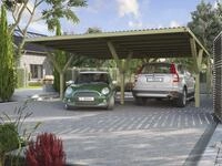 weka Doppelcarport Massivholz 276 cm braun mit PVC-Dach