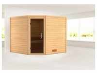 KARIBU Sauna ""Leona" mit graphitfarbener Tür naturbelassen" Saunen beige