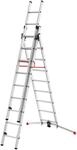 Hailo Anlegeleiter "S100 ProfiLOT" Aluminium Kombileiter 3-teilig 2x9 + 1x8 Sprossen