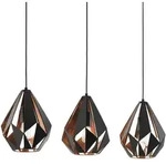EGLO Pendelleuchte "CARLTON 1", schwarz (schwarz, kupferfarben), 3, Leuchten,