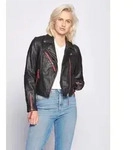 Lederjacke MAZE "Amur", Damen, Gr. XS, schwarz (schwarz, rot), Obermaterial:...