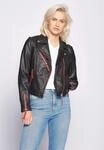 Lederjacke MAZE "Amur", Damen, Gr. XS, schwarz (schwarz, rot), Obermaterial: 100%