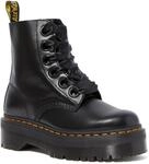 Schn&uuml;rboots DR. MARTENS "Molly", Damen, Gr. 41, schwarz, Leder, Schuhe Schn&uuml;rboots,