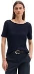 T-Shirt MARC O'POLO "mit U-Boot-Ausschnitt", Damen, Gr. XXS, blau (maniac...