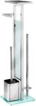 WENKO WC-Garnitur "Debar" aus Edelstahl Glas Stand WC-Garnitur