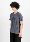 T-Shirt ALPHA INDUSTRIES "Basic T-Shirt BL", Herren, Gr. M, schwarz (grauschwarz,