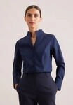 Klassische Bluse SEIDENSTICKER, Damen, Gr. M38, blau (dunkelblau), 100% Baumwolle,