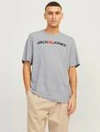 Rundhalsshirt JACK & JONES "JJECORP OLD LOGO TEE SS O-NECK NOOS", Herren, Gr. S, grau