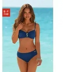 B&uuml;gel-Bikini LASCANA, Damen, Gr. 46, Cup F, blau (marine), Polyamid, unifarben,