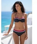 Bandeau-Bikini-Top LASCANA "Monroe", Damen, Gr. 38, Cup D, bunt (schwarz, rot),