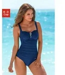 Badeanzug LASCANA, Damen, Gr. 48, Cup C, blau (marine), Polyamid, unifarben,