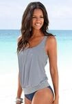 Oversize-Tankini LASCANA "Mona", Damen, Gr. 44, N-Gr, blau (marine, gestreift),