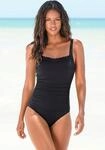 Badeanzug LASCANA "Scallop", Damen, Gr. 54, Cup C, schwarz, Polyamid, unifarben,